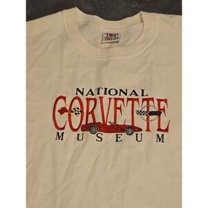 Vintage National Corvette Museum T-Shirt Embroidered White Size M Top Threads
